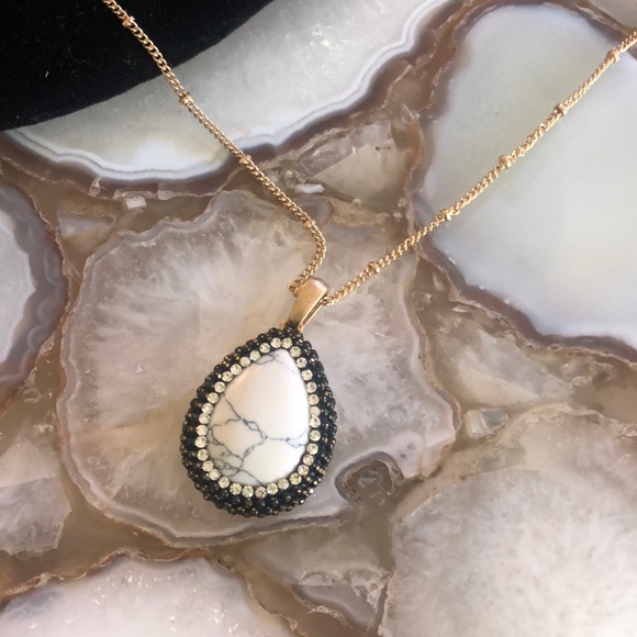 Jewelry Howlite Teardrop Pendant On 24 Longnwt Poshmark